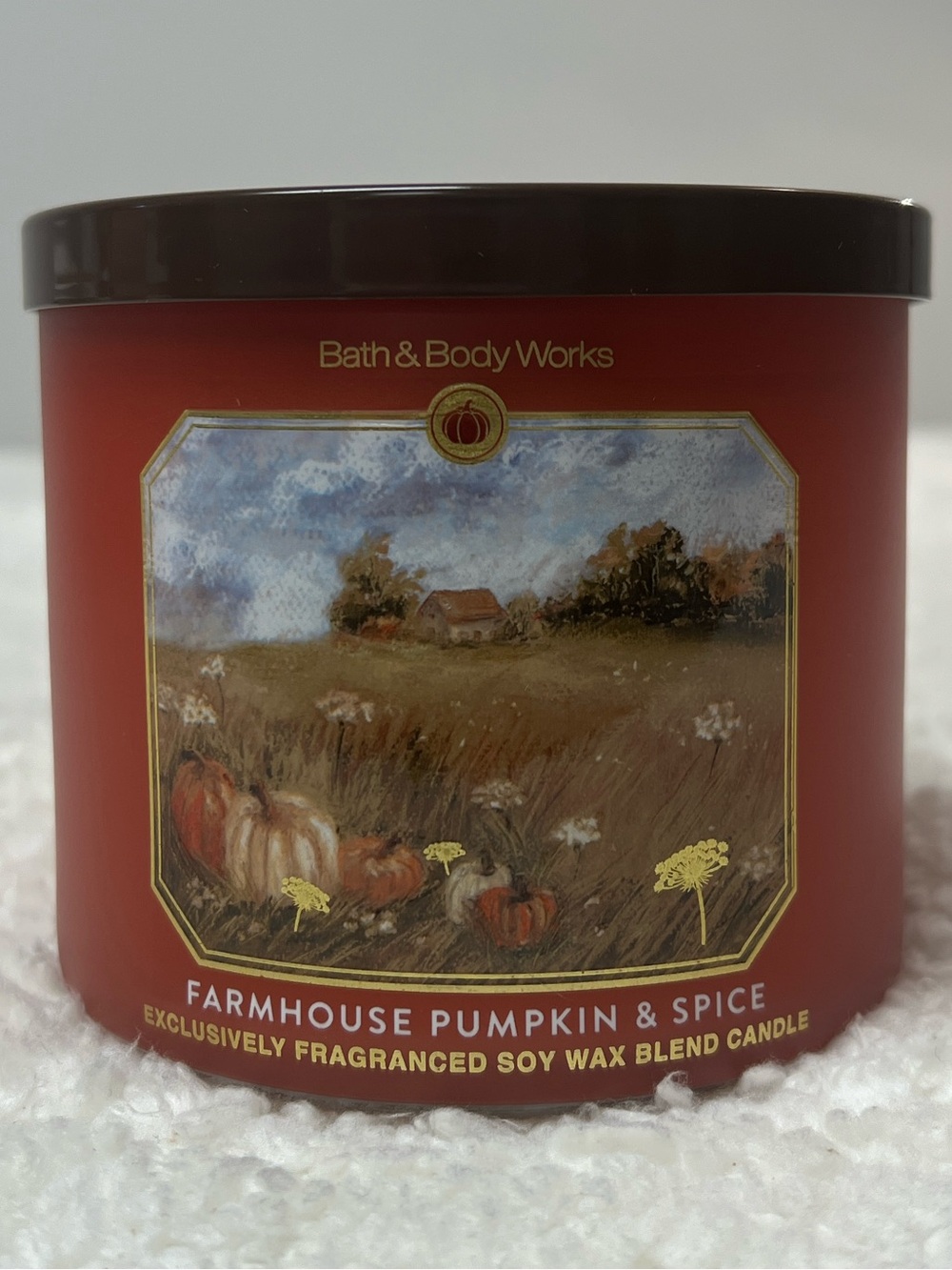 Bath & Body Works "Farmhouse Pumpkin Spice" 3-Wick 14.5 Oz. Soy Candle